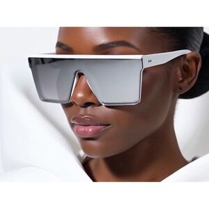 White Frame Sunglasses UV400‎ Protection Reflective Style Luxury Driving Lentes